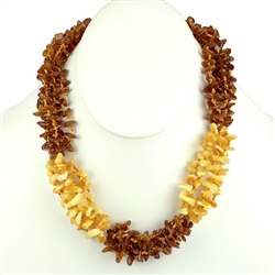 Lovely necklace composed of custard and light and honey amber. Irregular shaped amber bead size approx 6mm and smaller.  Amber and cloth closure.