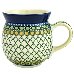 Polish Pottery 16 oz. Bubble Mug. Hand made in Poland. Pattern U83 designed by Teresa Liana.