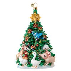 A delightful menagerie of farm animals rally round a Christmas tree to decorate for the season!
