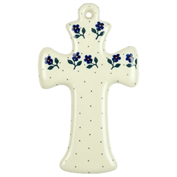 Polish Pottery Cross 7.5". Hand made in Poland and artist initialed.