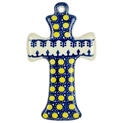 Polish Pottery Cross 7.5". Hand made in Poland and artist initialed.