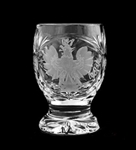 Genuine Polish 24% lead crystal hand cut and engraved with the Polish Eagle and the word Polska. Set of 2. Size is 2.5" - 6.5cm tall