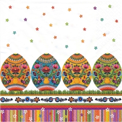 Celebrate the Easter season with these beautiful napkins. These original designs will make any table festive. Three ply napkins with water based paints used in the printing process.