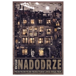 Wroclaw Nadodrze, Polish Promotion Poster designed by artist Ryszard Kaja. It has now been turned into a post card size 4.75" x 6.75" - 12cm x 17cm.