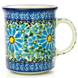 Polish Pottery 8 oz. Everyday Mug. Hand made in Poland. Pattern U1772 designed by Lucyna Lenkiewicz.