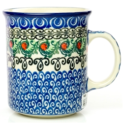 Polish Pottery 8 oz. Everyday Mug. Hand made in Poland and artist initialed.