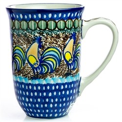 Polish Pottery 17 oz. Bistro Mug. Hand made in Poland. Pattern U2703 designed by Monika Kuczynska.