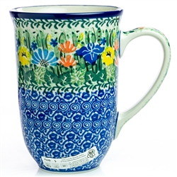 Polish Pottery 17 oz. Bistro Mug. Hand made in Poland. Pattern U2202 designed by Maria Starzyk.