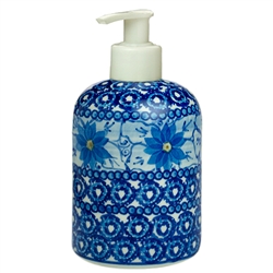 Polish Pottery 5.5" Soap/Lotion Dispenser. Hand made in Poland. Pattern U742 designed by Lucyna Lenkiewicz.