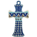 Polish Pottery Cross 7.5". Hand made in Poland and artist initialed.