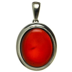 Oval Amber Pendant - Cherry