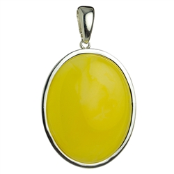 Small Oval Amber Pendant - Honey