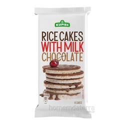 Super delicious rice cake covered on one side with rich milk chocolate (59%). 6 cakes to a package.