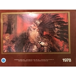 The 1978 calendar produced by Poland. This is a large (16.25" x 23.25") wall calendar.  There are 13 paintings by famous artists, one on each page is 19" x 11.5" The dates are in a single line across the bottom of each month.