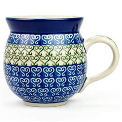 Polish Pottery 11 oz. Bubble Mug. Hand made in Poland and artist initialed.