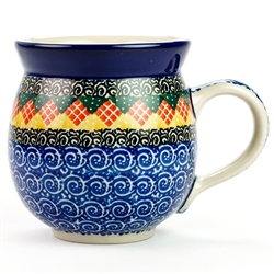 Polish Pottery 11 oz. Bubble Mug. Hand made in Poland and artist initialed.