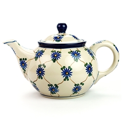 Polish Pottery 30 oz. Teapot. Hand made in Poland and artist initialed.