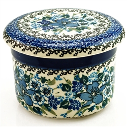 Polish Pottery 4.5" European Butter Crock. Hand made in Poland. Pattern U4421 designed by Teresa Liana.