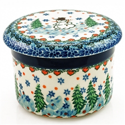 Polish Pottery 4.5" European Butter Crock. Hand made in Poland. Pattern U4661 designed by Teresa Liana.