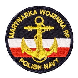 Embroidered Polish Navy patch with a golden anchor. Sew on patch. Size approx 2.75" diameter. Made In Poland.