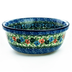 Polish Pottery 6" Cereal/Berry Bowl. Hand made in Poland. Pattern U3996 designed by Teresa Liana.