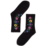 Polish Wycinanki Style Ladies Crew Socks - Black I