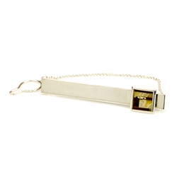 Sterling Silver Tie Bar with a mosaic of amber.
