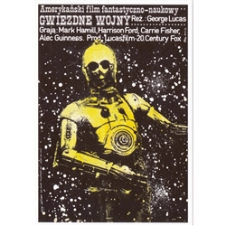 Star Wars C3PO, Movie Promotion Poster designed by Jakob Erol  in 1978-2015 . It has now been turned into a post card size 4.75" x 6.75" - 12cm x 17cm.
copyright protected