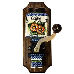 Polish Pottery 12.5" Coffee Grinder. Hand made in Poland.