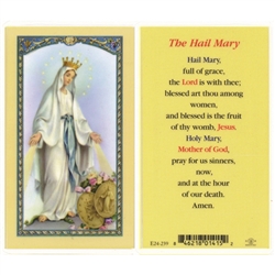 Polish Art Center - Hail Mary - Holy Card.  Plastic Coated. Picture and prayer is on the front, text is on the back of the card.