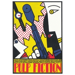 Pulp Fiction, Polish Movie Poster designed by artist Andrzej Krajewski.  It has now been turned into a post card size 4.75" x 6.75" - 12cm x 17cm.