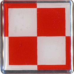 Raised plastic sticker.  1.5" square.