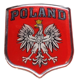 Raised pliable sticker. Size approx 3" x 2.5". Made In Poland.