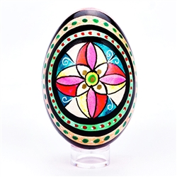 Colorful hand painted design made in Poland. Each side has a unique yet complementary design. Stand sold separately.
