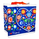 This lightweight yet durable tote bag is a perfect way to display your heritage. Made of polypropylene (PP) woven laminate. Water runs right off.  Size opened is approx 14" x 13.5" x 8".