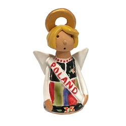 Our beautiful little ceramic angel is dressed in her Polish folk costume. Totally hand made and painted in Poland. Stamped and artist initialed on the bottom. No two angels are exactly alike as they are all hand made and painted. Colors vary.