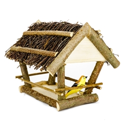 Hand made in Poland and ready to hang with its own hanger. Made from wood and wicker.  Size is approx 10" x 10" x 11".  Our little bird inside is sold separately.