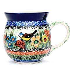 Polish Pottery 16 oz. Bubble Mug. Hand made in Poland. Pattern U3358 designed by Teresa Liana.