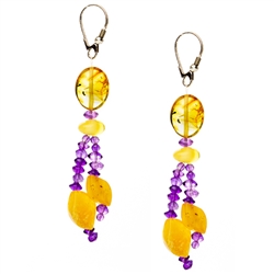 Bozena Przytocka is a designer of artistic amber jewelry based in Gdansk, Poland. Here is a beautiful example of her ability to blend amber and amethyst to create a stunning set of earrings.