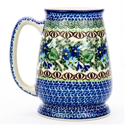 Polish Pottery .75 L Stein. Hand made in Poland. Pattern U2957 designed by Zofia Spychalska.