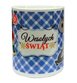 This attractive Christmas ceramic mug with Happy Holidays in Polish. Hand wash only.