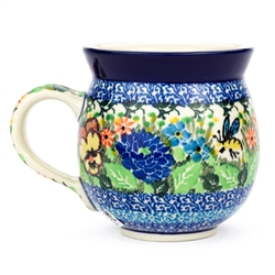 Polish Pottery 11 oz. Bubble Mug. Hand made in Poland. Pattern U3843 designed by Teresa Liana.