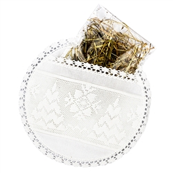 If you are looking for an elegant way to decorate your Christmas Eve dinner table look no further.  This beautiful hand made "little pillow" has two pockets to hold and display the Christmas wafer and hay.  100% cotton and lace made in Poland.