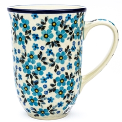 Polish Pottery 17 oz. Bistro Mug. Hand made in Poland. Pattern U4773 designed by Teresa Liana.