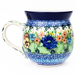 Polish Pottery 16 oz. Bubble Mug. Hand made in Poland. Pattern U3843 designed by Teresa Liana.