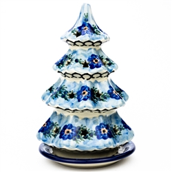 Polish Pottery 8.5" Votive Christmas Tree. Hand made in Poland. Pattern U488 designed by Anna Pasierbiewicz.