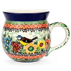 Polish Pottery 11 oz. Bubble Mug. Hand made in Poland. Pattern U3358 designed by Teresa Liana.