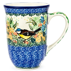 Polish Pottery 17 oz. Bistro Mug. Hand made in Poland. Pattern U3132 designed by Teresa Liana.