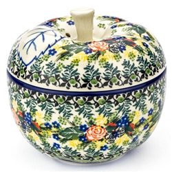 Polish Pottery 5" Apple Baker. Hand made in Poland. Pattern U4580 designed by Maria Starzyk.