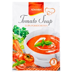 Adamba Polish Style Tomato Soup is easy to make. Instructions in Polish and English.  Serves 3.